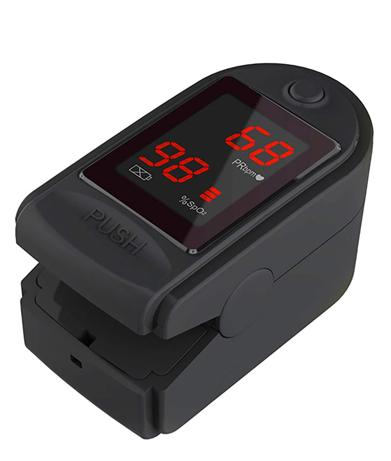 [Australia] - Concord Basics Black Fingertip Pulse Oximeter Blood Oxygen Saturation Monitor with Carrying Case, Batteries, Silicone Cover and Lanyard 