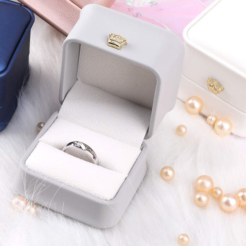 [Australia] - iSuperb 2 Pcs PU Leather Ring Box Couple Proposal Jewelry Gift Case Ring Earrings Jewelry Counter Display for Engagement Wedding Valentine's Day (Gray ring box) 2pcs Gray Ring Box 