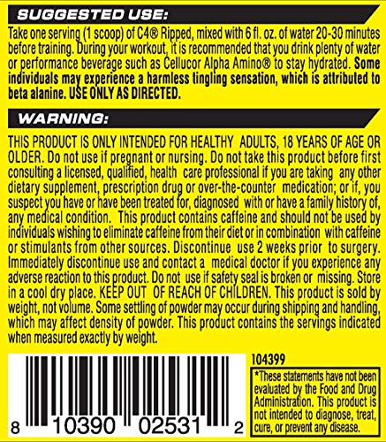 [Australia] - C4 Ripped Pre Workout Powder Cherry Limeade | Creatine Free + Sugar Free Preworkout Energy Supplement for Men & Women | 150mg Caffeine + Beta Alanine + Weight Loss | 30 Servings 30 Servings (Pack of 1) 