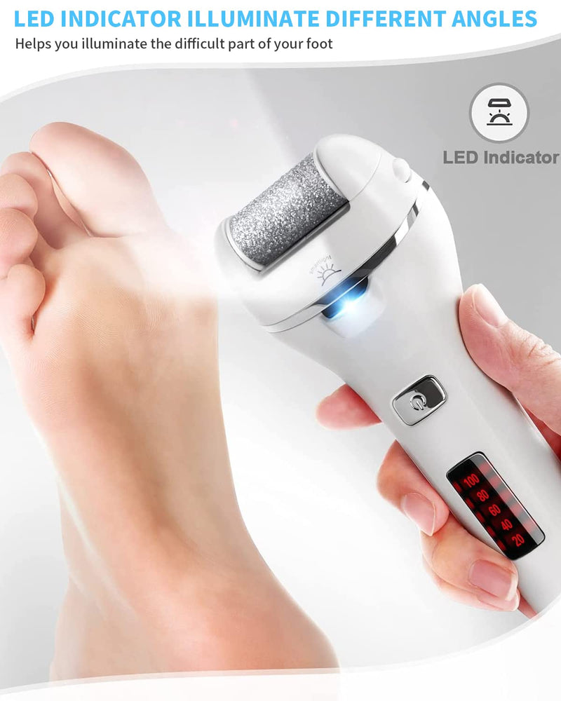 [Australia] - Electric Foot File, Vxdoirk Rechargeable Waterproof Feet Hard Skin Remover Foot with 3 Replacement Rollers and 2 Speeds,Battery Display Dry Dead Skin Remover feet For Foot Care 