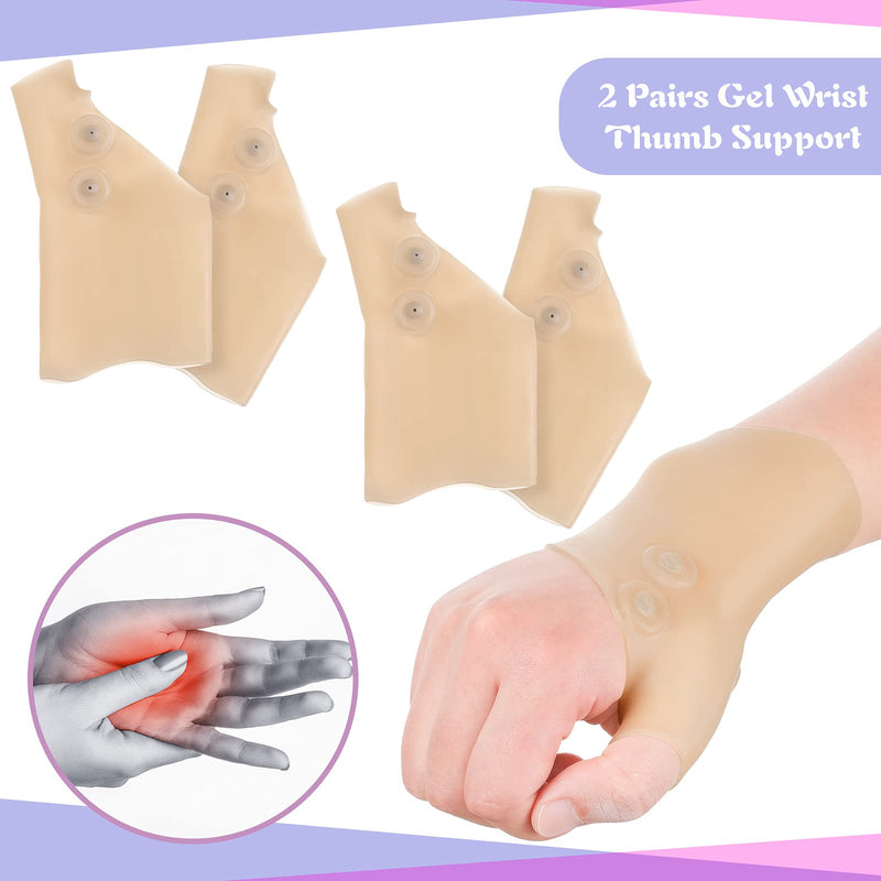 [Australia] - 4 pieces Gel Wrist Thumb Braces Wrist Hand Thumb Gloves Waterproof Wrist Compression Sleeve Hard Thumb Arthritis Brace for Typing Pain Relief, Men and Women (2 Pairs) 