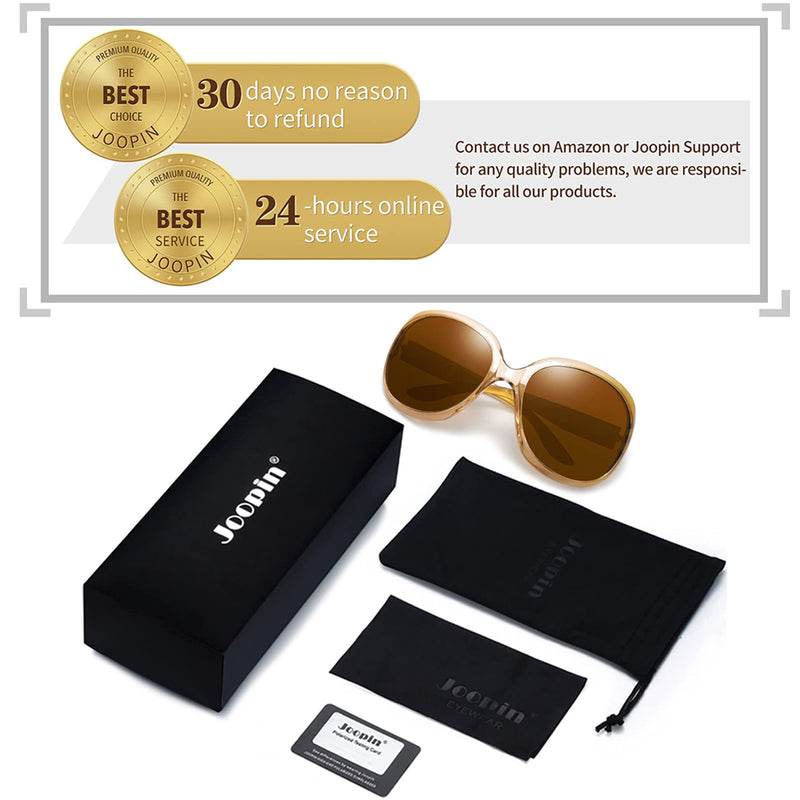 [Australia] - Joopin Polarized Sunglasses for Women Vintage Big Frame Sun Glasses Ladies Shades Champagne Brown as the pictures 