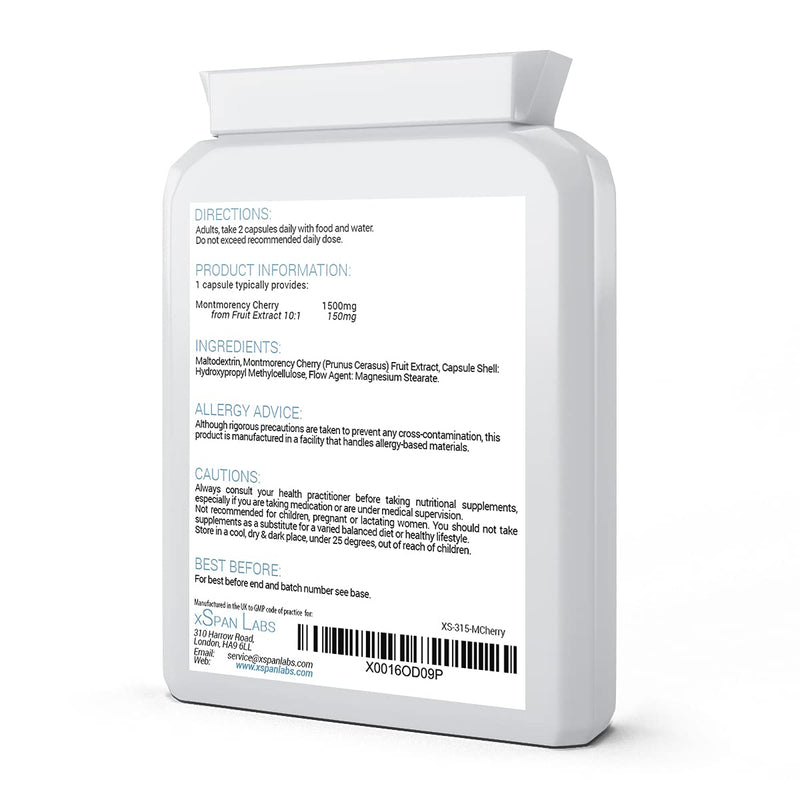 [Australia] - Montmorency Cherry - 90 Capsules - 1500mg per Capsule of High Strength Freeze Dried 10:1 Cherry Extract Supplement with Natural Vitamin A, C, B6 and E for Immune System Support 