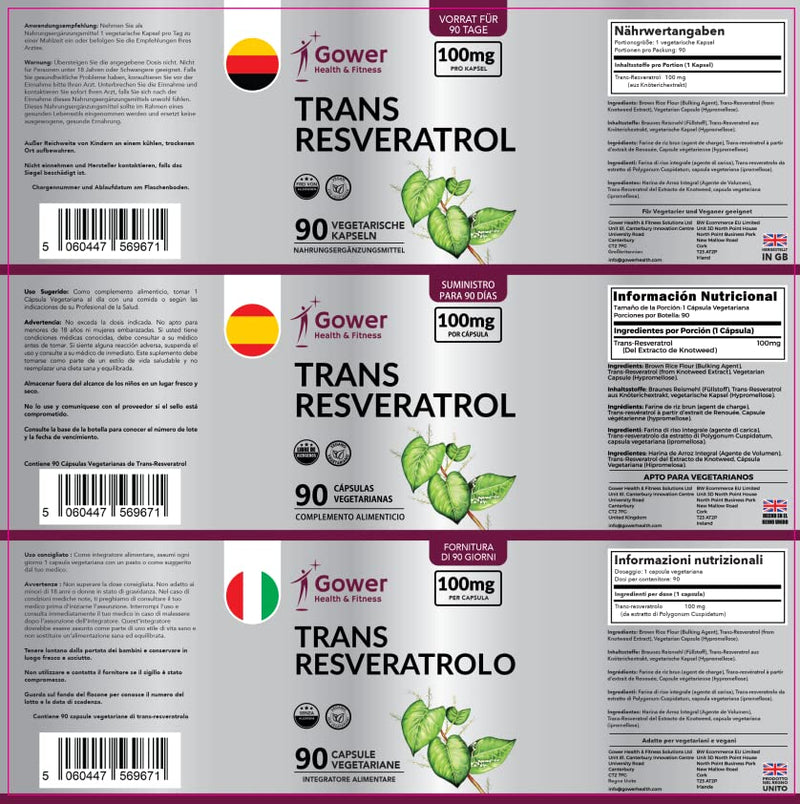 [Australia] - GH Trans Resveratrol | Japanese Knotweed Extract - 100mg per Serving | 90 Reservatrol Vegan Capsules | Manufactured in ISO Licenced Facilities | Non-GMO, Dairy Free & Gluten Free 