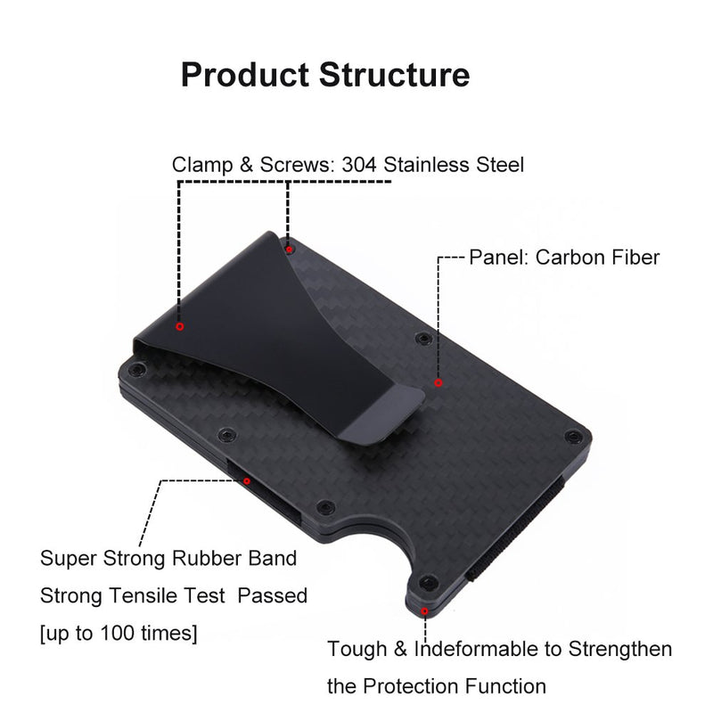 [Australia] - Carbon Fiber Money Clip Wallet – RFID Minimalist Aluminum Wallet Slim Credit Card Holder Front Pocket Metal Wallet for Men 02-carbon fiber black 