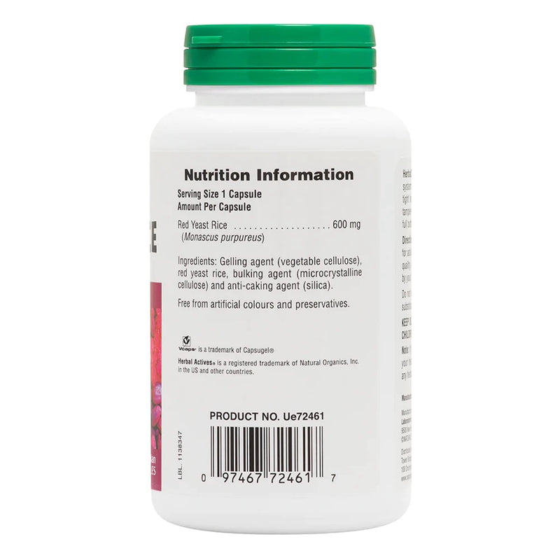 [Australia] - NaturesPlus Herbal Actives Red Yeast Rice 600mg - Normal Blood Cholesterol Levels, Easy to Swallow Herbal Supplement - Vegetarian, Gluten Free - 120 Capsules 