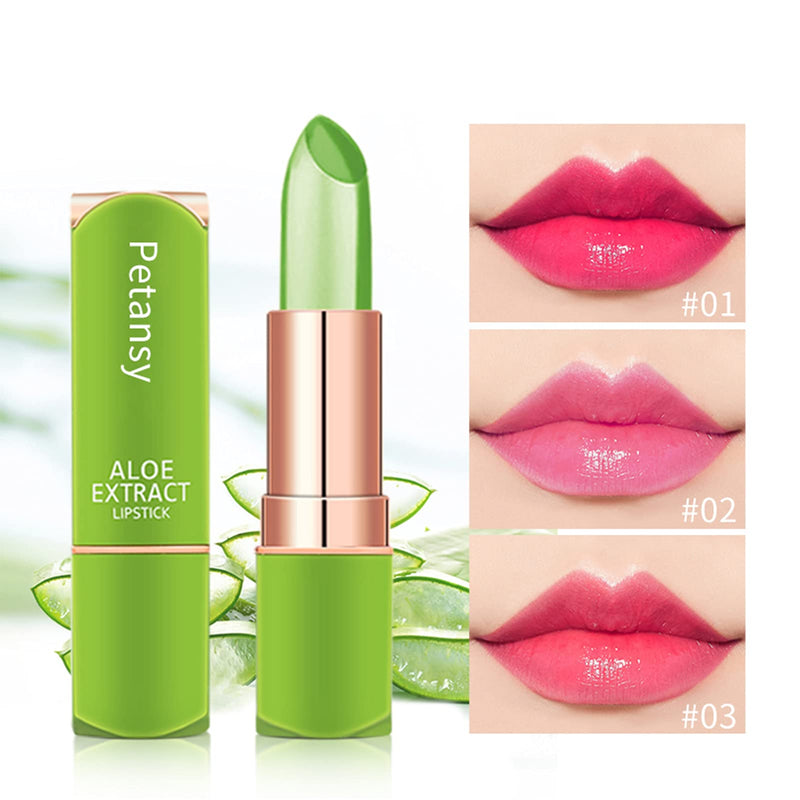 [Australia] - Petansy 3 Packs Aloe Vera Lipstick , Lips Moisturizer Long Lasting Nutritious Lip Balm Magic Temperature Color Change Lip Gloss-Set(A) 