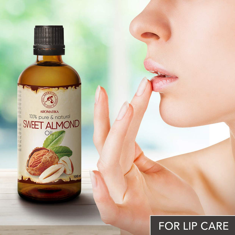 [Australia] - Sweet Almond Oil 100ml - Cold Pressed & Unrefined - 100% Natural - Prunus Amygdalus Dulcis Oil - Italy - Best Care Oil for Skin - Hair - Body - Personal Care - Glass Bottle 
