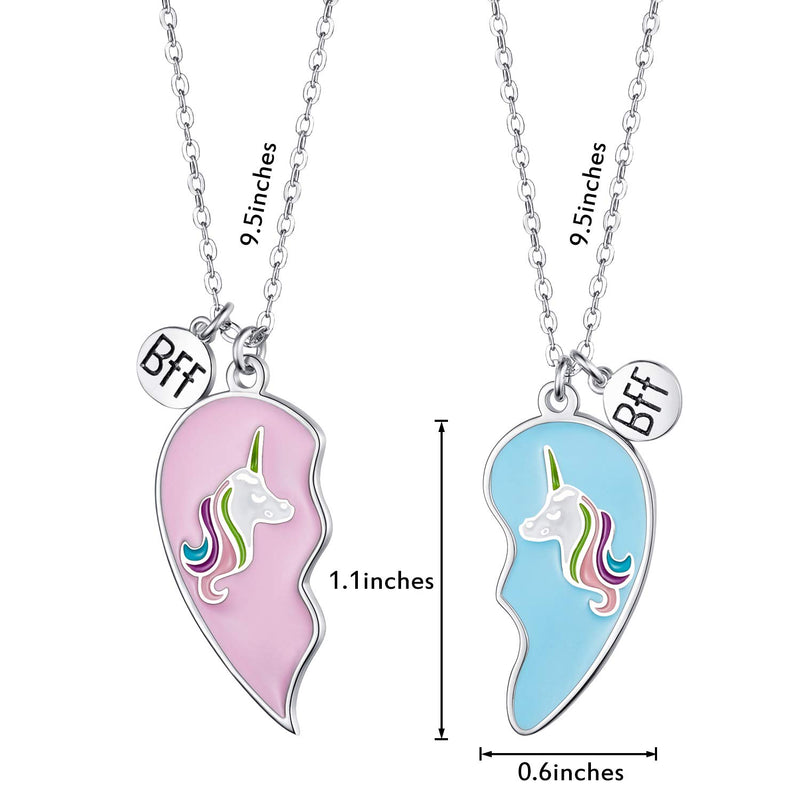 [Australia] - 2 Pieces Unicorn Half Heart BFF Necklace Friend Necklace for Friendship Birthday Gifts 