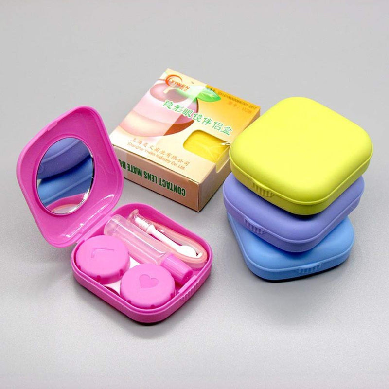 [Australia] - Yiwoo 5 Pack Mini Travel Colorful Contact Lens Case Kit with Mirror Durable, Compact, Portable Soak Storage Kit Multicolour 