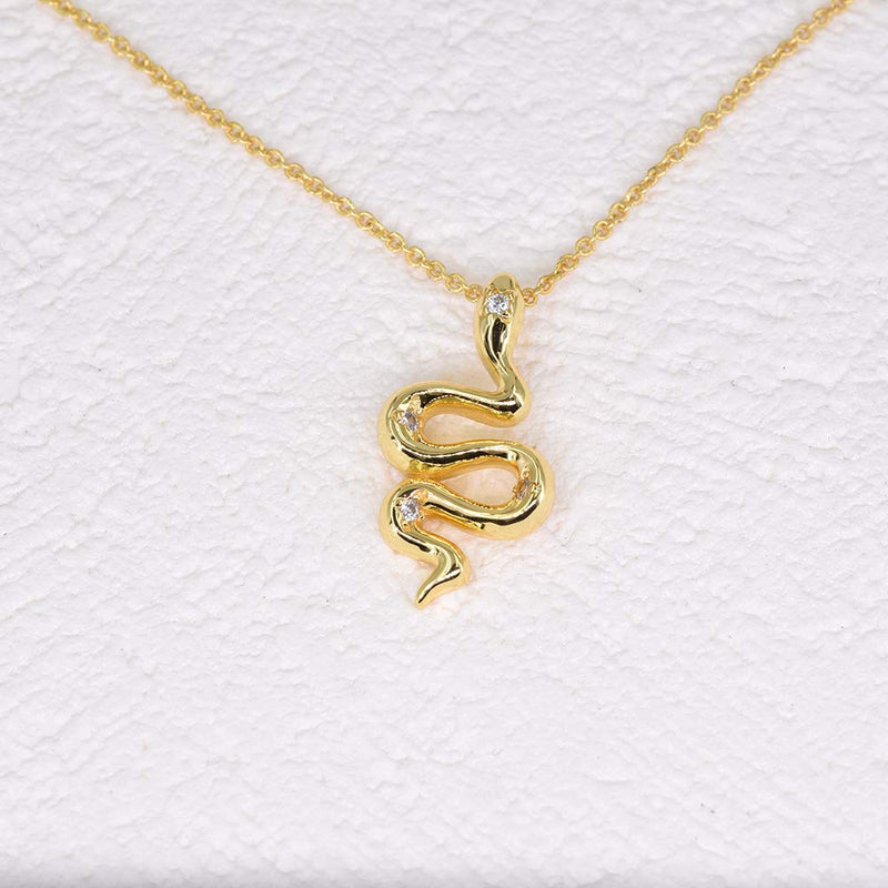 [Australia] - Gold Snake Pendant Necklace 16 Inch Gold 