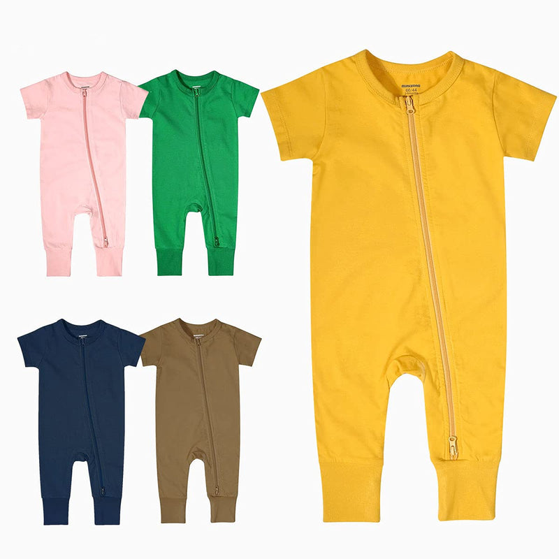 [Australia] - Baby Boys Girls Romper Jumpsuit Cotton Short Sleeve 2 Way Zipper Footless Pajamas Sleep and Play 3-24 Months Coffee 3-6 Months 