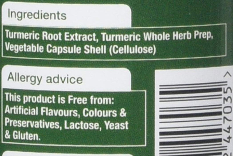 [Australia] - Natures Aid Turmeric 8200 mg, High Potency Extract plus Whole Herb, 200 mg Curcumins, Vegan, 30 Capsules 30 Count (Pack of 1) 