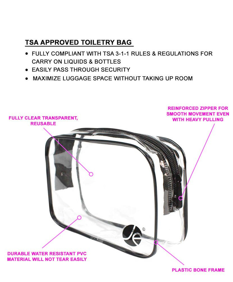 [Australia] - JAVOedge (5 PACK) Clear Cosmetic Makeup Organizing Zipper Bag, PVC Vinyl Plastic Toiletry Case for Travel Accessories Black (5 Pack) 