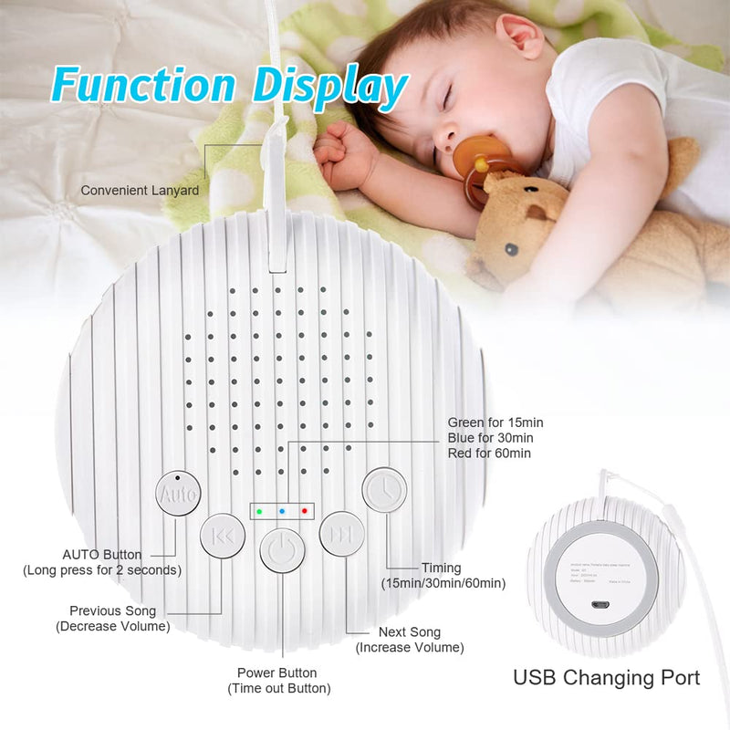 [Australia] - URAQT White Noise Machine, 10 Soothing Nature Sounds Therapy Portable Sleep Sound Machine, Mini Sound Machine for Baby Kids Adults, USB Rechargeable Baby Sleep Machine with 3 Timer Memory Functions 
