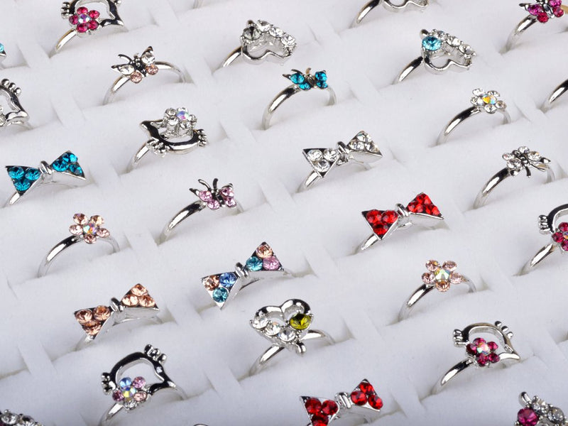 [Australia] - Shuning Children Kids 20pcs Cute Crystal Adjustable Rings Jewelry 