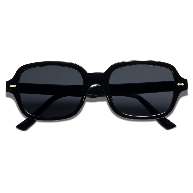 [Australia] - VANLINKER Trendy Rectangle Yellow Sunglasses for Women uv400 90's Square Sunglass Black 54 Millimeters 
