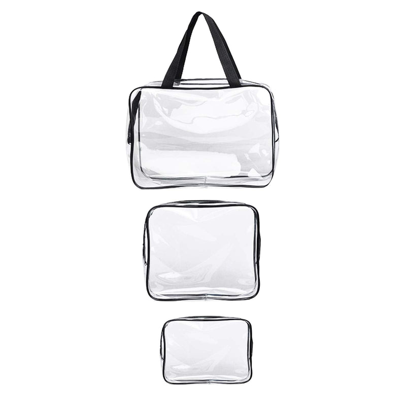 [Australia] - SUNTRADE Clear Cosmetic Bag, Travel Toiletry Bag Set with Zipper, PVC Make-up Pouch Handle Straps for Women MenÔºåSet of 3 