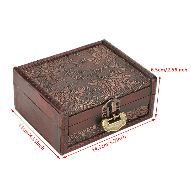 [Australia] - Vintage Wooden Storage Box Antique Old Decorative Storage Organizer Jewelry Treasure Box Organizer with Metal Lock for Woman Gifts 