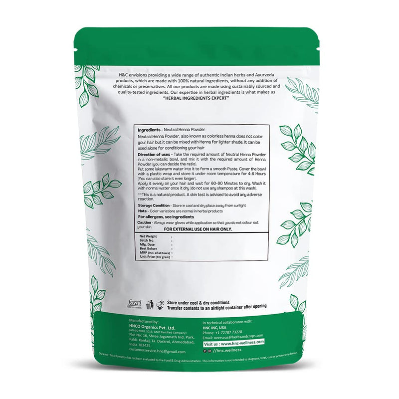 [Australia] - H&C Neutral Henna Powder /Colorless Henna / Cassia Powder (Cassia Obovata) - 227G (1/2 Lb) | For Conditioning Your Hair Without Coloring. 