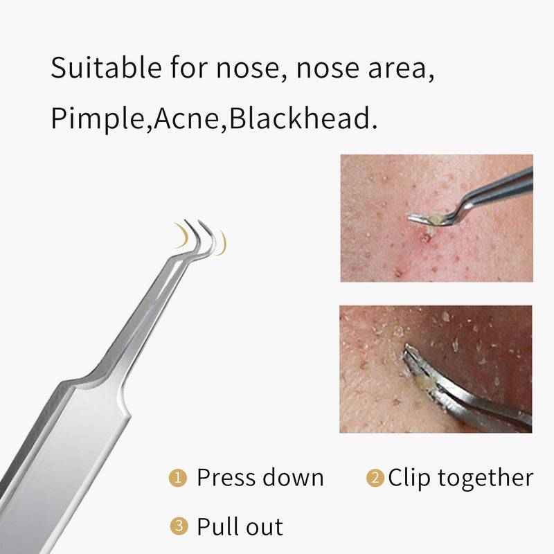 [Australia] - FIXBODY Blackhead and Splinter Remover Tools - Stainless Steel Professional Easily Cure Pimples Whiteheads Comedones Acne Zit Ingrown Hairs and Facial Impurities Bend Head Tweezer Surgical Kit 