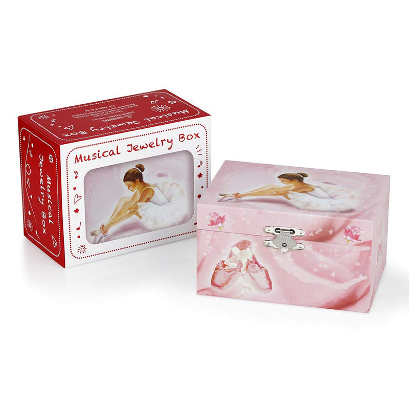 [Australia] - Kids Musical Jewelry Box for Girls and Jewelry Set with Ballerina Theme - Swan Lake Tune Pink 