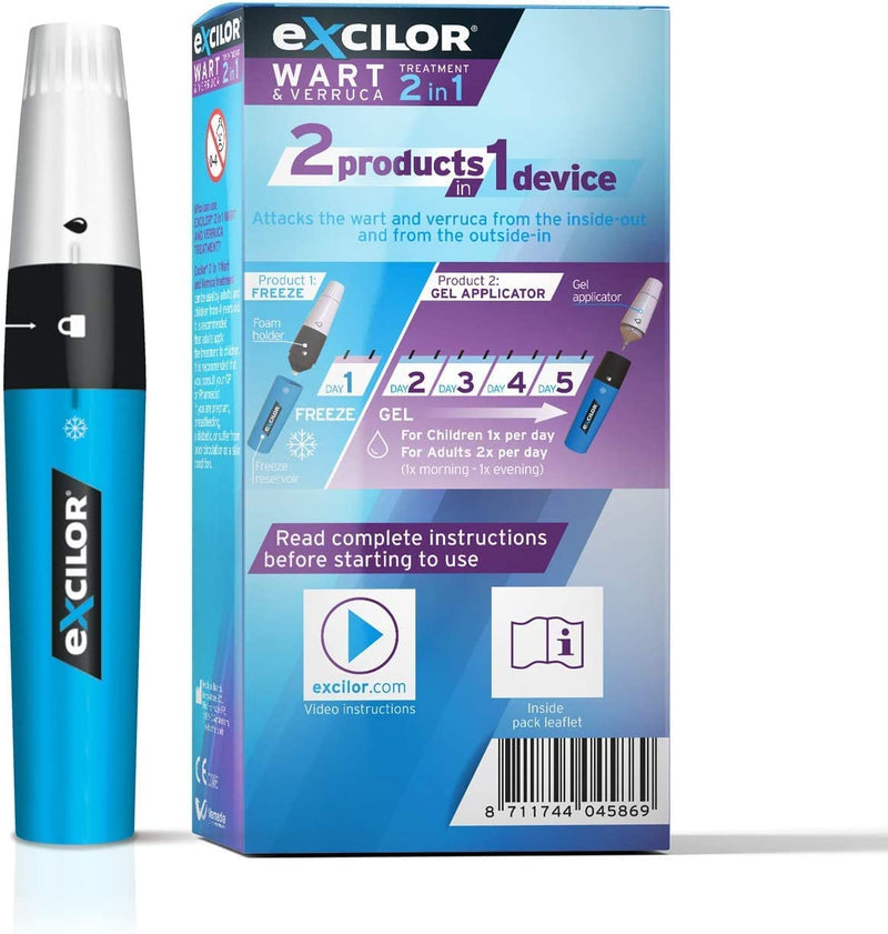 [Australia] - Excilor 2-In-1 Wart & Verruca Treatment, Dual Action Freeze & Gel, Effective Removal in 5 Days, Restores Beautiful & Healthy Hands & Feet 