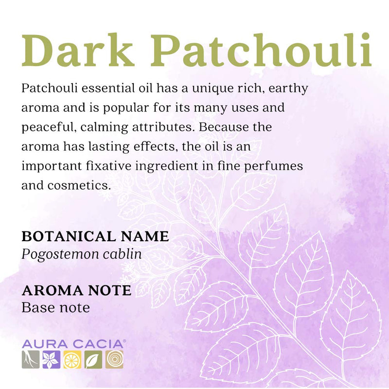 [Australia] - Aura Cacia 100% Dark Patchouli Essential Oil | GC/MS Tested for Purity | 15 ml (0.5 fl. oz.) | Pogostemon cablin 