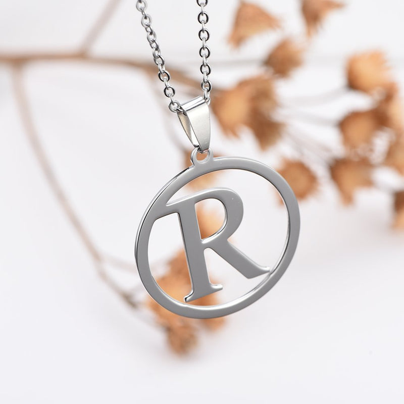 [Australia] - AOCHEE Letter Necklace Initial Pendant Personalized Stainless Steel Letter R 