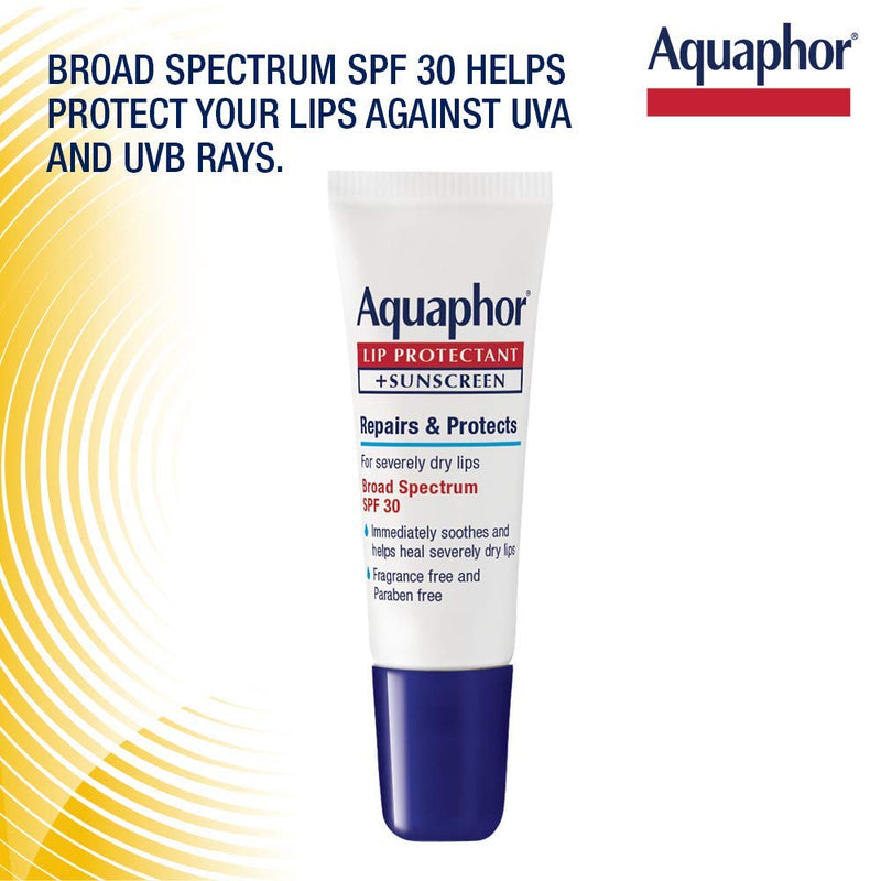 [Australia] - Aquaphor Lip Protectant and Sunscreen Ointment - Broad Spectrum SPF 30 - Relieves Chapped Lips, Ointment, Fragrance Free, 0.35 Fl Oz 