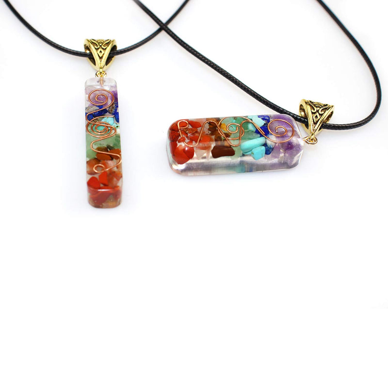 [Australia] - ARZASGO 7 Chakra Stones Necklace Healing Crystal Pendant Orgone Energy Adjustable Necklace Jewelry Gift for EMF Protection Anxiety Spiritual Healing A 