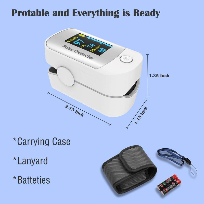 [Australia] - Pulse oximeter fingertip with Plethysmograph and Perfusion Index, Portable Blood Oxygen Saturation Monitor for Heart Rate and SpO2 Level, O2 Monitor Finger for Oxygen,Pulse Ox,Oxi, (White) 