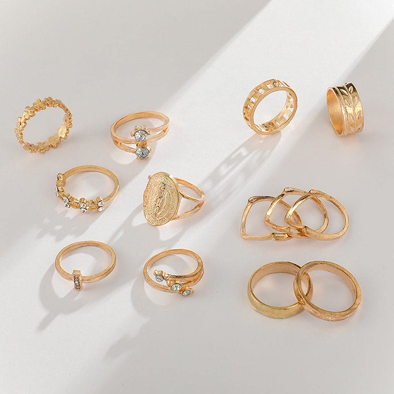 [Australia] - Bufenia Boho Gold Rings Set for Women and Teen Girls Snake Joint Knuckle Rings Set Carved Finger Rings (Gold E) Gold E 