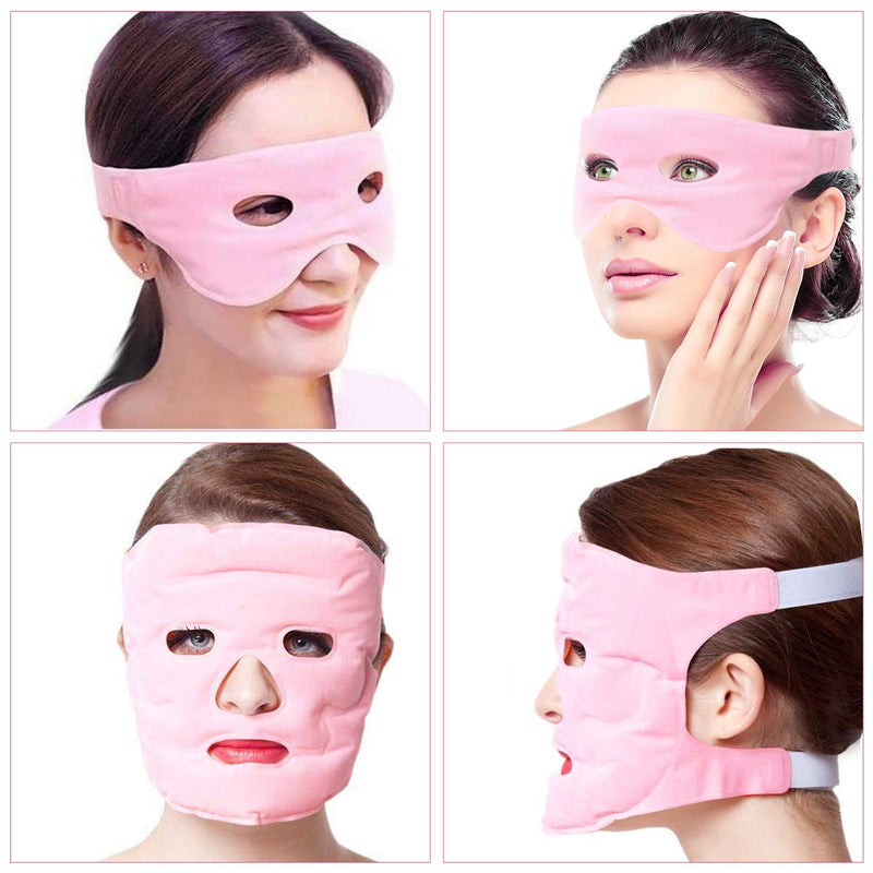 [Australia] - Ice Face Eye Mask for Cold Hot Compress Therapy, Gel Cooling Heat Facial Eye Mask Pack 2 Pcs Reusable with Acupoint Magnet&Tourmaline Powder for Skin Firming, Puffy Dark Circles Bags Eyes, Relief Pain 