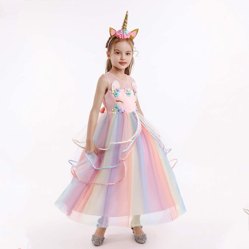 [Australia] - YOJOJOCO Princess Unicorn Dress Up for Little Girls Birthday Dresses Party Unicorn Costumes 3T - 4T Pink 