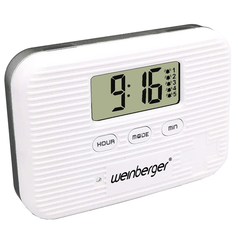 [Australia] - Weinberger 02263 Electronic Pill Box with Alarm, Medicine Reminder, Display, Pill Box, Pill Clock, Pill Box with Timer, Vibration Alarm, Alarm Clock, White 