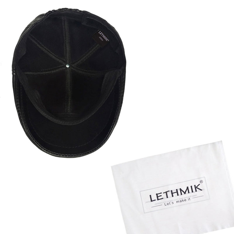 [Australia] - LETHMIK Vintage Flat Hat Ivy Irish Hats Gatsby Newsboy Cap Cabbie Hat Stretch Black One Size 