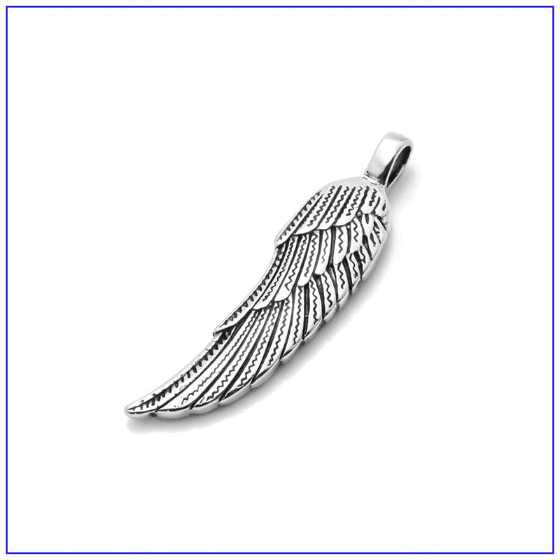 [Australia] - Fusamk Punk Stainless Steel Wing Pendant Feather Necklace,24" Box Chain Steel Feather 