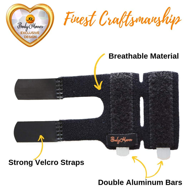 [Australia] - BodyMoves 2 Double sided solid support finger Splints plus 2 sleeves 2020 edition(Midnight Black) Midnight Black 