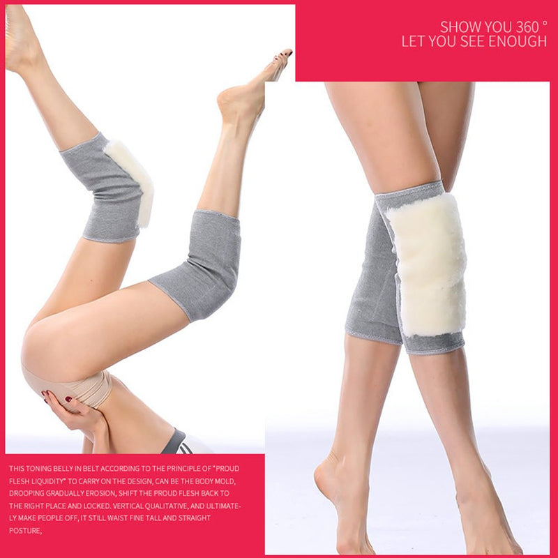 [Australia] - Ausom Womens Mens Thicken Cashmere Wool Winter Warm Thermal Knee Warmers Leg Sleeve Knee Brace Support Pads Yoga Outdoor Gray Medium 