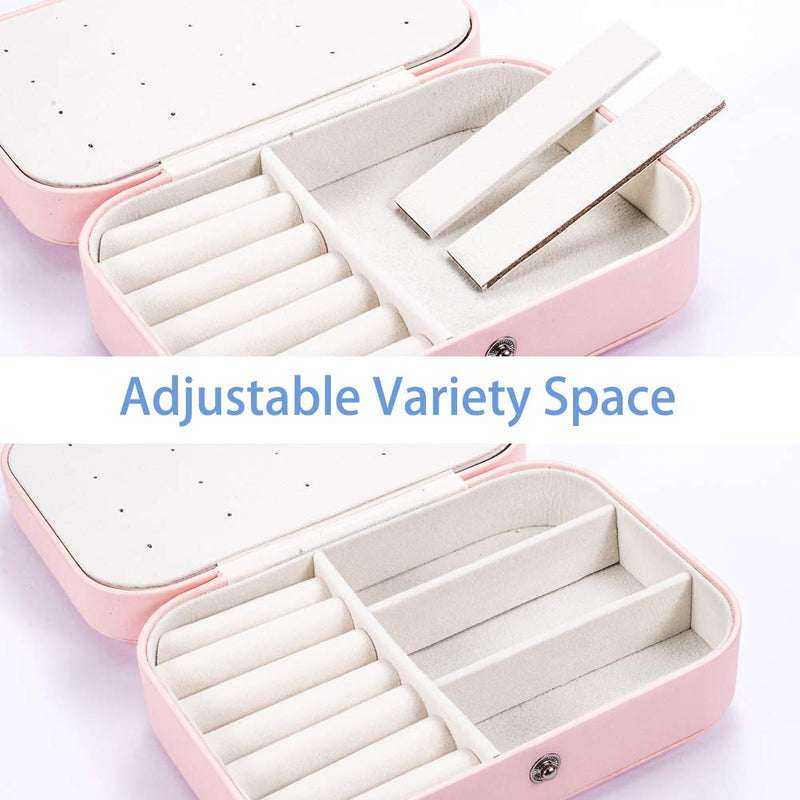 [Australia] - Valyria Travel Jewelry Case, Double Layer Portable Travel Jewelry Box Organizer Display Storage Case for Rings Earrings Necklaces Jewelry Primrose Pink 