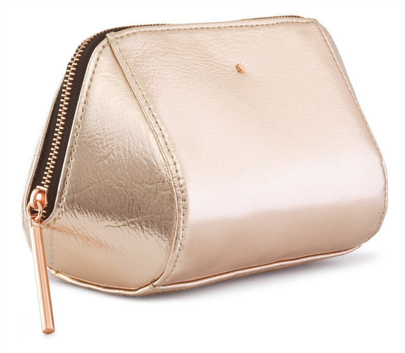 [Australia] - Rose Gold Metallic Cosmetic, Makeup, or Toiletry Bag Pouch for Travel and Organization - Made of Premium Vegan Leather 