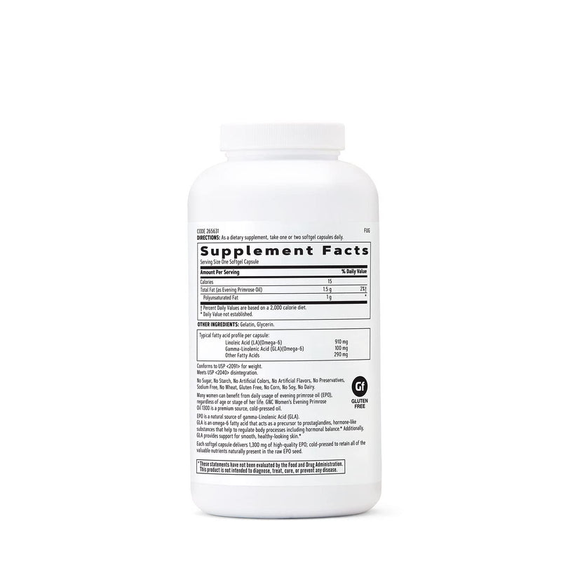 [Australia] - GNC Women's Evening Primrose Oil (EPO) 1300 mg | Supports Hormonal Balance, Immunity, Healthy Skin and Heart Health | Daily Vitamin | 180 Softgel Capsules 