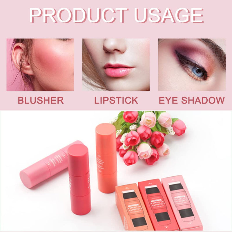 [Australia] - Erinde 3-in-1 Cheek Blush & Lip Tint & Eyeshadow, Creamy Blush Stick for Cheeks & Lips with Brush, Buildable Lightweight Hydrating formula, Easy To Use, Stay All Day(01#Milk Tea Pink) 01#Milk Tea Pink 