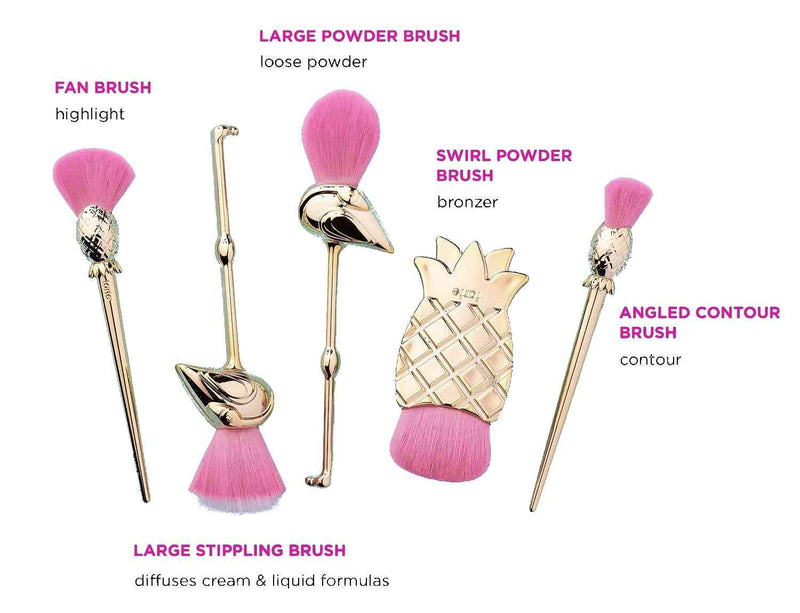 [Australia] - Tarte Let's Flamingle 5 Piece Brush Set Fla-Mingle Inspired by Flamingos & Pineapple 