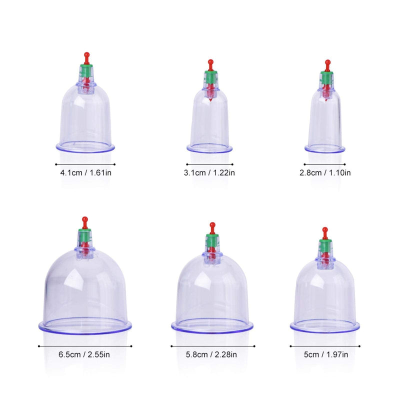 [Australia] - 12x Suction Cups Cupping Therapy Set, Medical Cupping Chinese Cupping Physiotherapy Set with Vacuum Pump and Valve for Back Pain Cellulite Face Slimming Belly 
