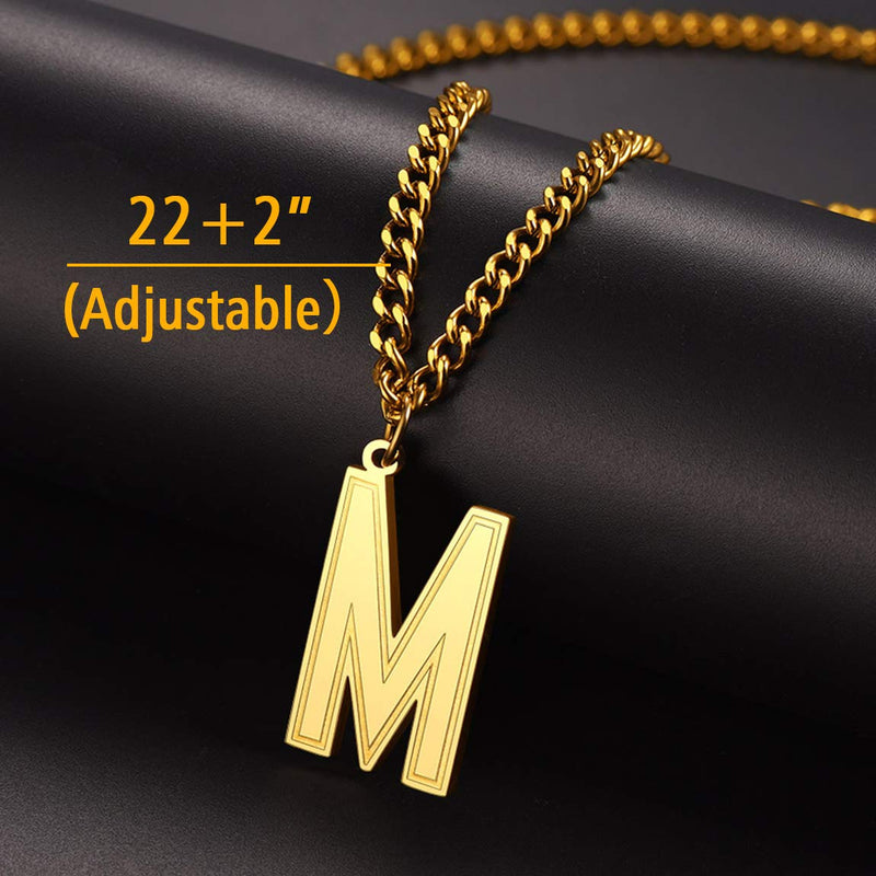 [Australia] - ChainsPro Men/Women Stunning Monogram Letter Necklace, A to Z Initial Charm with Chain-22+2"-Adjustable, 316L Stainless Steel/Gold Plated/Black (Send Gift Box) 1-J-gold plated 