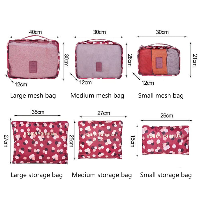 [Australia] - Angeer 12 Pcs Luggage Organiser Set Compression Pouch Packing Cubes Travel Storage Bags Clothes Suitcase (Wine red flowers) Wine Red Flowers 