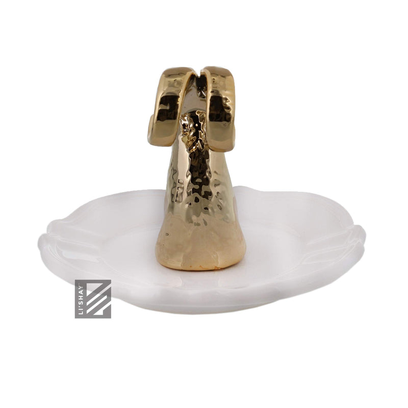 [Australia] - Small Figurine Ring Holder Jewelry Organizer Trinket Tray - Gold Ram 