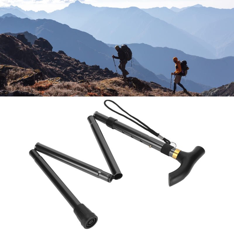 [Australia] - 5 Section Foldable Crutch, Foldable Adult Crutch Ergonomic Stable Lightweight Elder Walking Cane for Travel Outdoor Hiking (Black) Black 